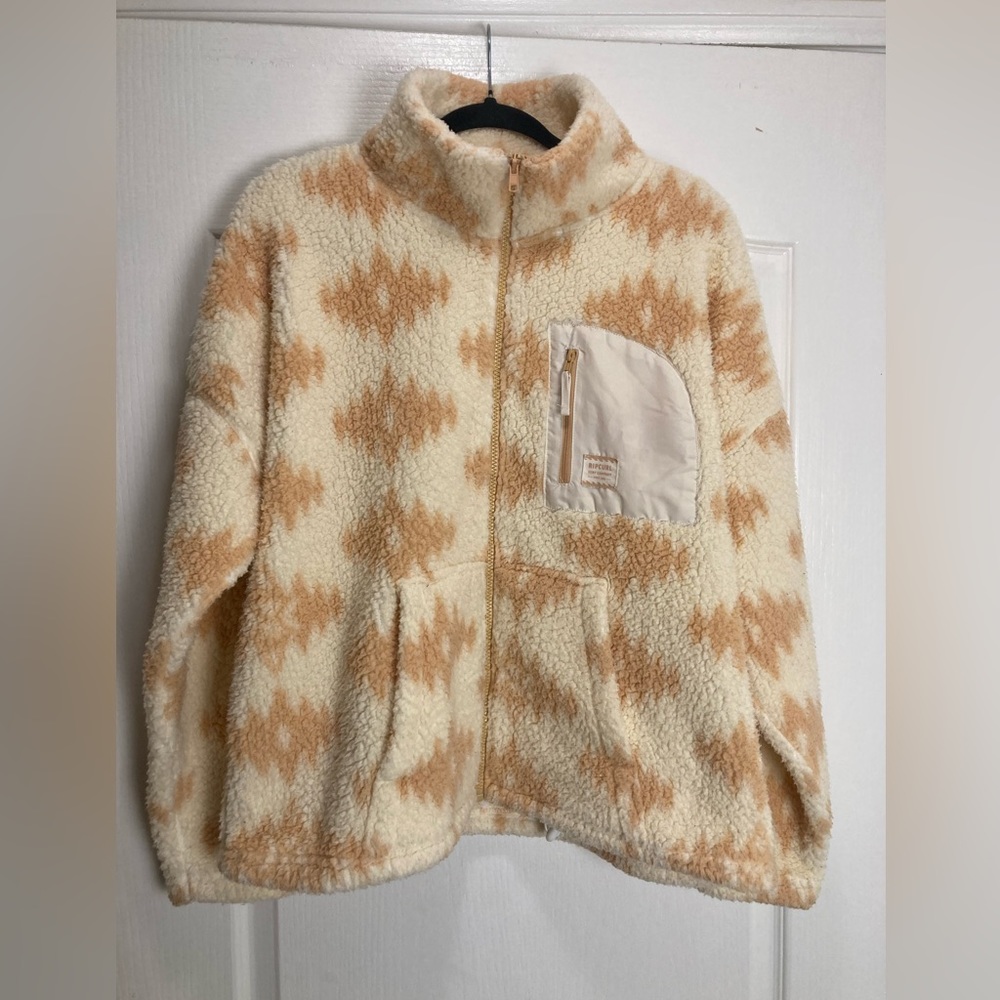Rip Curl Women´s Waves Polar Fleece Jumper,Size M, Orange and Cream,Cozy ,fall